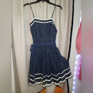 VINTAGE Navy Polkadot Dress